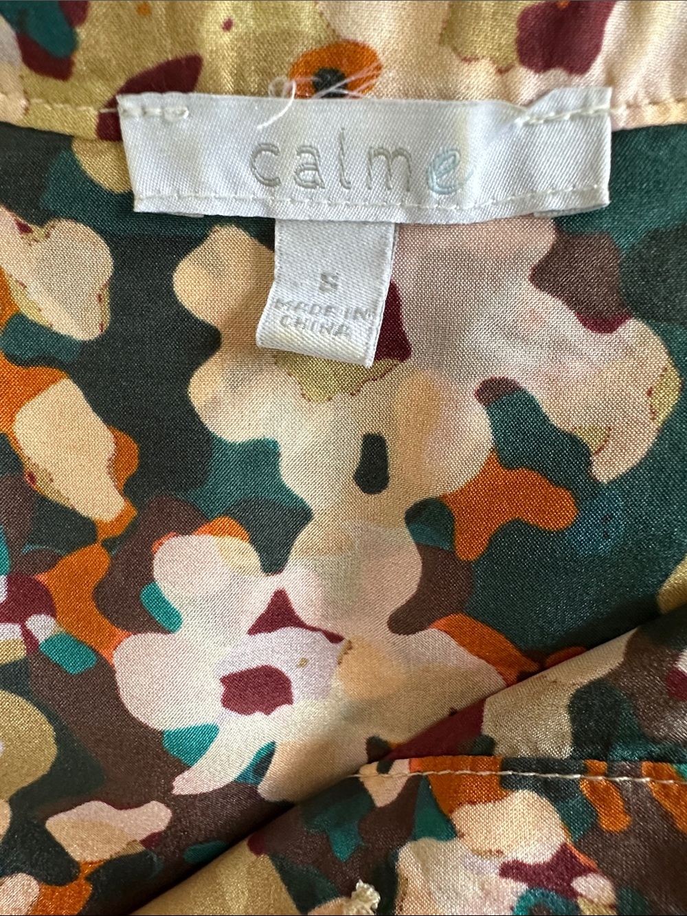Johnny Was Calme Silk 1/2 Half Button Down Blouse in Floral Brown & Green New - Picture 10 of 10